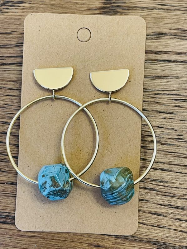 Hoops with natural turquoise beads