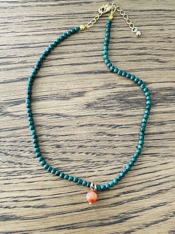 Malachite and carnelian choker