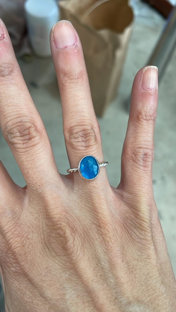 Neon apatite silver ring