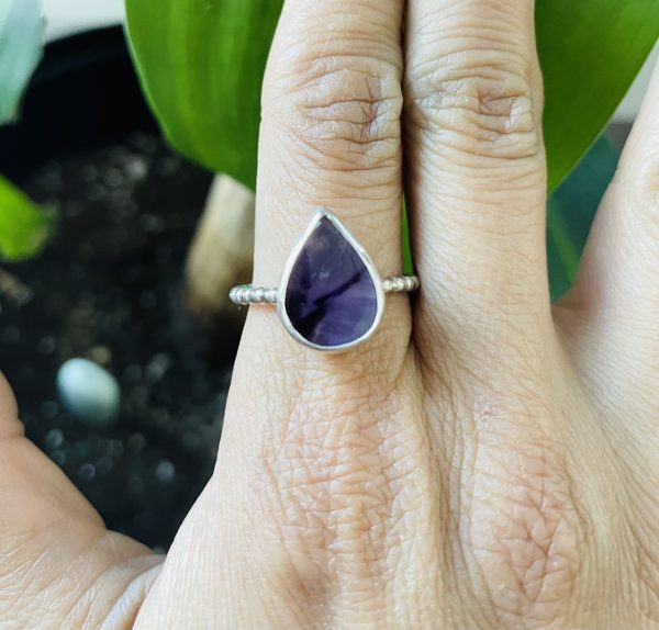 Trapiche amethyst silver ring