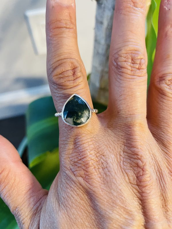 Moss agate ring