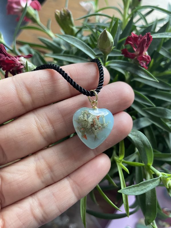 Wrapped around necklace with resin heart