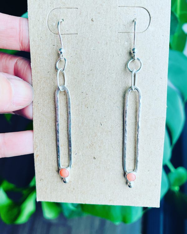 Coral link earrings